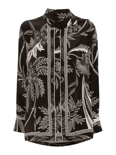 F.r.s For Restless Sleepers Printed Silk Shirt In Black