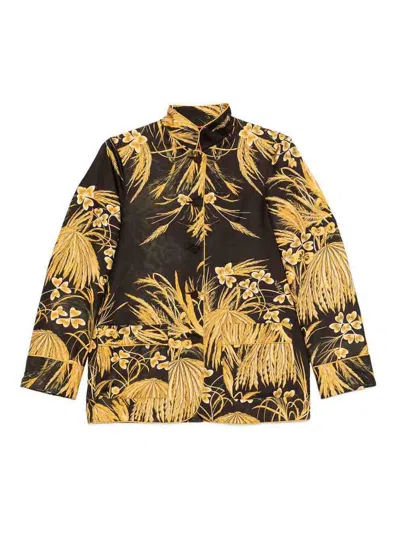 F.r.s For Restless Sleepers Printed Silk Shirt In Yellow