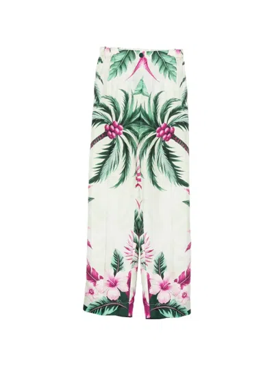F.r.s For Restless Sleepers Printed Silk Trousers In Gray