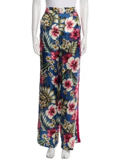 Pre-owned F.r.s For Restless Sleepers Printed Wide Leg Pants W/ Tags In Blue