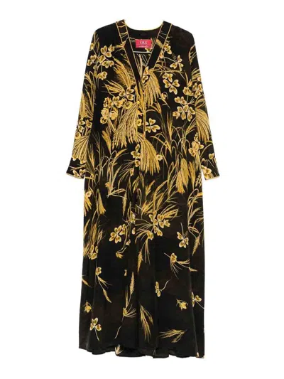 F.r.s For Restless Sleepers Silk Blend Printed Maxi Dress In Yellow