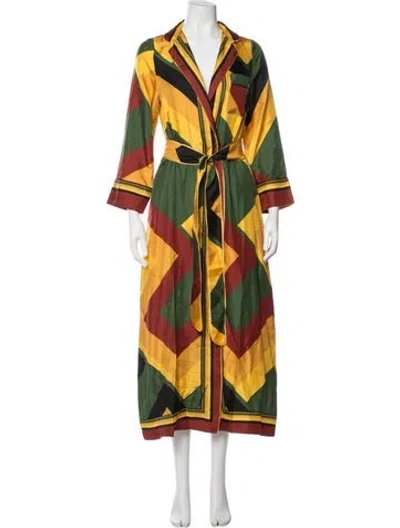 Pre-owned F.r.s For Restless Sleepers Silk Colorblock Pattern Coat In Multi