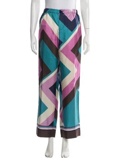 Pre-owned F.r.s For Restless Sleepers Silk Colorblock Pattern Pajamas In Multicolor