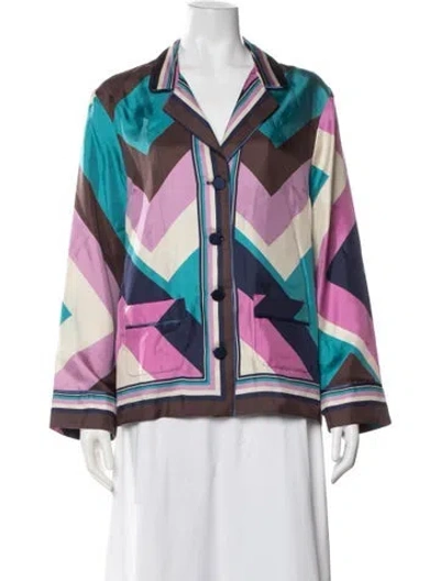 Pre-owned F.r.s For Restless Sleepers Silk Colorblock Pattern Pajamas In Purple