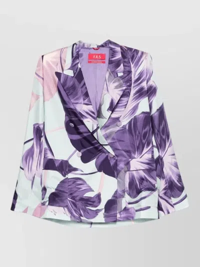 F.r.s For Restless Sleepers Silk Double Breasted Jacket Floral Print In Multi