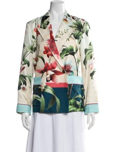 Pre-owned F.r.s For Restless Sleepers Silk Floral Print Blazer W/ Tags In Multicolor