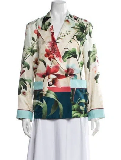 Pre-owned F.r.s For Restless Sleepers Silk Floral Print Blazer W/ Tags In Multicolor