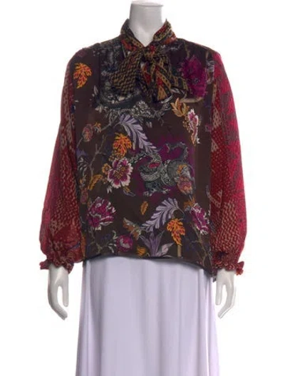 Pre-owned F.r.s For Restless Sleepers Silk Floral Print Blouse In Multicolor
