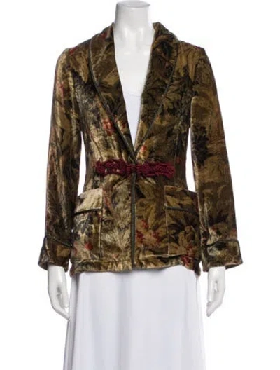 Pre-owned F.r.s For Restless Sleepers Silk Floral Print Jacket In Brown