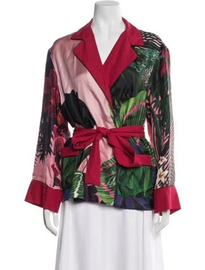 Pre-owned F.r.s For Restless Sleepers Silk Floral Print Jacket In Pink