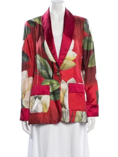Pre-owned F.r.s For Restless Sleepers Silk Floral Print Jacket In Red
