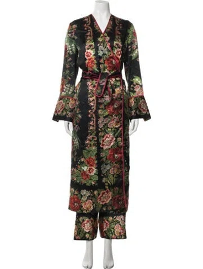 Pre-owned F.r.s For Restless Sleepers Silk Floral Print Lounge Set In Multicolor