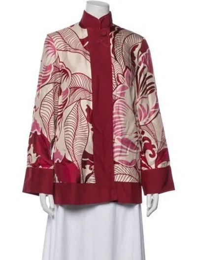 Pre-owned F.r.s For Restless Sleepers Silk Floral Print Lounge Set W/ Tags In Red