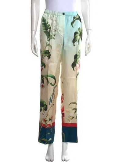 Pre-owned F.r.s For Restless Sleepers Silk Floral Print Pajamas W/ Tags In Blue
