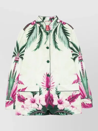 F.r.s For Restless Sleepers For Restless Sleepers Printed Silk Jacket In Green
