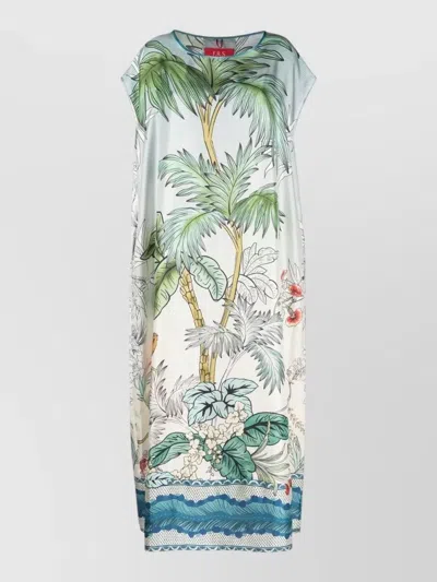 F.r.s For Restless Sleepers Silk Kaftan Dress Tropical Japanese Branch In Multi