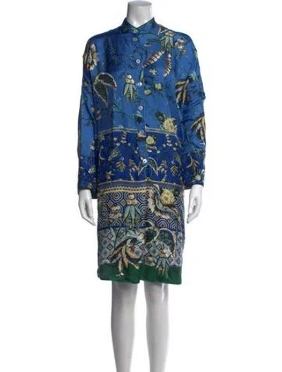 Pre-owned F.r.s For Restless Sleepers Silk Knee-length Dress In Blue