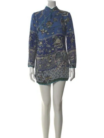 Pre-owned F.r.s For Restless Sleepers Silk Mini Dress In Blue