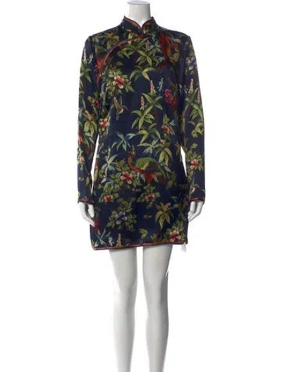 Pre-owned F.r.s For Restless Sleepers Silk Mini Dress In Blue