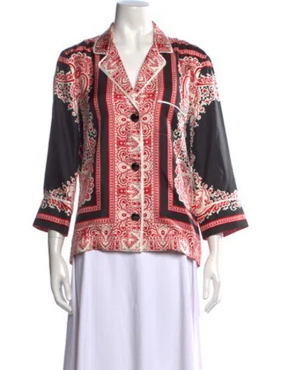 Pre-owned F.r.s For Restless Sleepers Silk Paisley Print Top In Red
