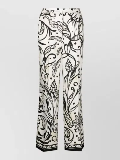 F.r.s For Restless Sleepers Silk Palazzo Trousers Abstract Floral Print In Multi