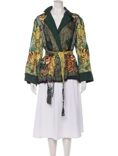 Pre-owned F.r.s For Restless Sleepers Silk Patterned Top In Green