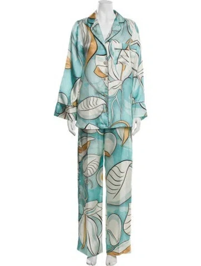 Pre-owned F.r.s For Restless Sleepers Silk Printed Pajamas In Blue