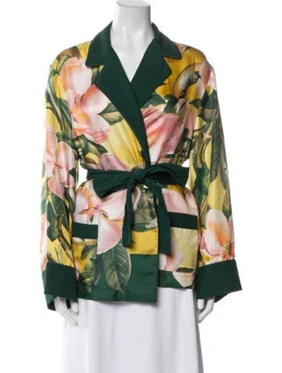 Pre-owned F.r.s For Restless Sleepers Silk Printed Pajamas In Green