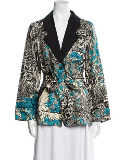 Pre-owned F.r.s For Restless Sleepers Silk Printed Pajamas W/ Tags In Black