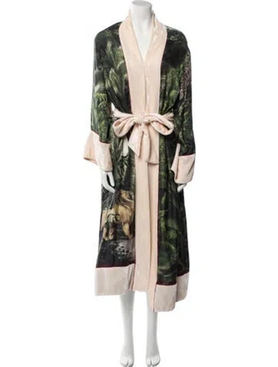 Pre-owned F.r.s For Restless Sleepers Silk Printed Robe In Multi