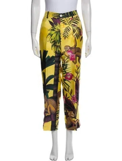 Pre-owned F.r.s For Restless Sleepers Silk Printed Sweatpants In Yellow