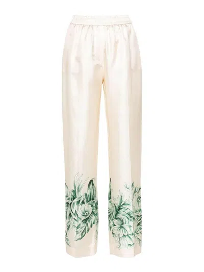 F.r.s For Restless Sleepers Silk Printed Trousers In Neutral