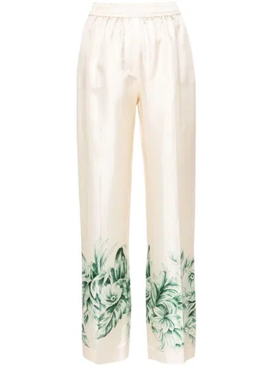 F.r.s For Restless Sleepers Silk Printed Trousers In Neutral