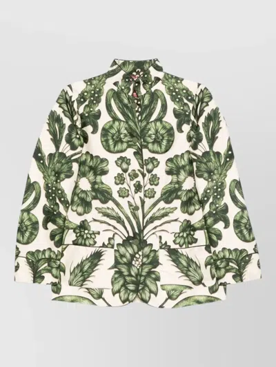 F.r.s For Restless Sleepers Silk Shirt Floral Pattern Front Pockets In Animal Print