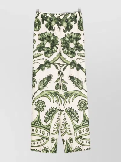 F.r.s For Restless Sleepers Silk Trousers High Waist Floral Pattern In Multi