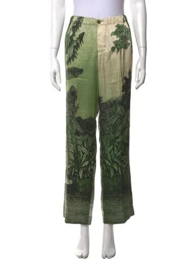 Pre-owned F.r.s For Restless Sleepers Silk Wide Leg Pants In Green