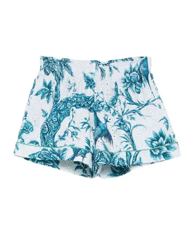 F.r.s For Restless Sleepers Printed Cotton Shorts In Blue