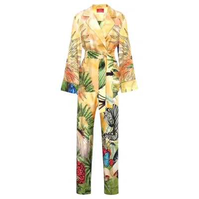 Pre-owned F.r.s For Restless Sleepers Unworn  Frs Jungle Animal Zebra Resort Pants Suit M In Sand