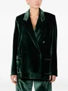 F.r.s For Restless Sleepers Velvet Double-breasted Blazer In Green
