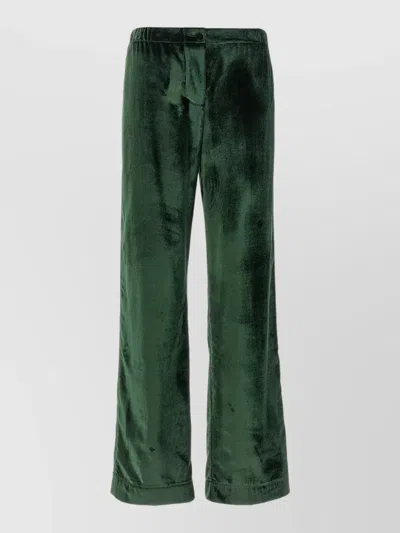 F.r.s For Restless Sleepers Velvet Pants Elastic Waistband Button Back Pockets In Green