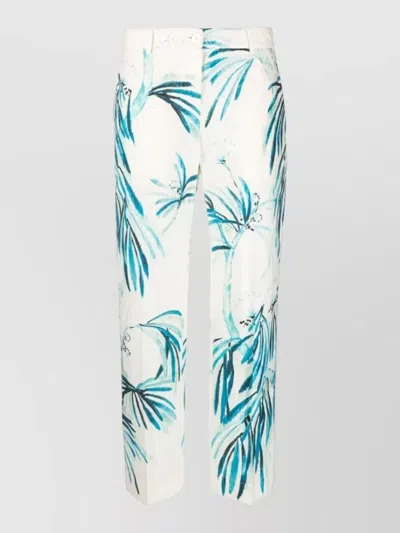 F.r.s For Restless Sleepers Wide Leg Cotton Trousers Leaf Print In White