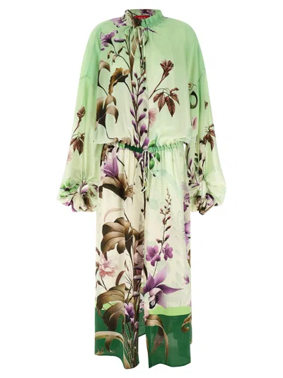 F.r.s For Restless Sleepers F.r.s. - For Restless Sleepers Wildflowers Print Silk Dress In Green