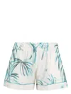 F.r.s . F.r.s. Printed Drawstring Cotton Shorts In Cream