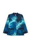 F.r.s . Printed Silk Jacket In Blue