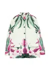 F.r.s . Printed Silk Jacket In Green