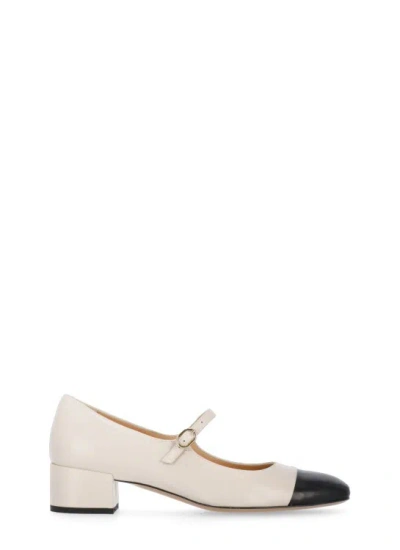 Fru Beige  Leather Mary Jane Shoes In Neutrals
