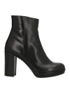 Fru Woman Ankle Boots Black Size 11 Leather In Black