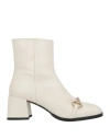 Fru Woman Ankle Boots Off White Size 11 Soft Leather In Off White