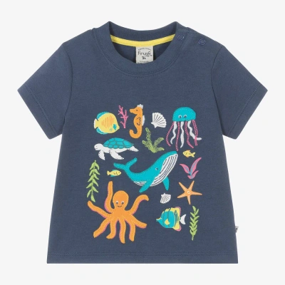 Frugi Babies' Blue Organic Cotton Sea Creature T-shirt