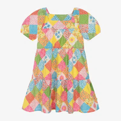 Frugi Kids' Girls Pink Cotton Patchwork Dress